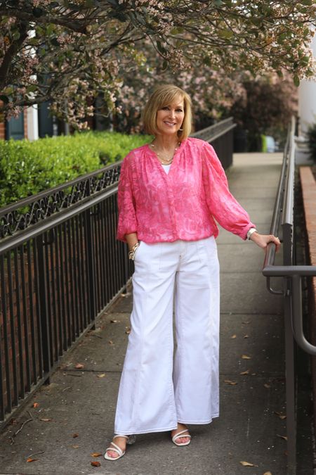 Buy one, get one 50% off. Love these palazzo pants and this beautiful pink blouse. Wearing the 0 petite in pants and I’m 5’3”. 
Mother’s Day Outfit, Spring lookks

#LTKSeasonal #LTKstyletip #LTKsalealert