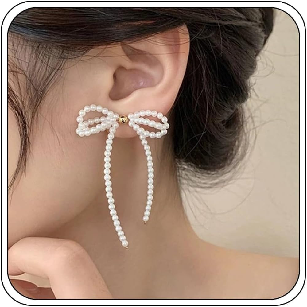 Pearl Hoop Earrings for Women, Statement Large Hoop Pearl Dangle Earrings Trendy Unique Gold Plat... | Amazon (US)