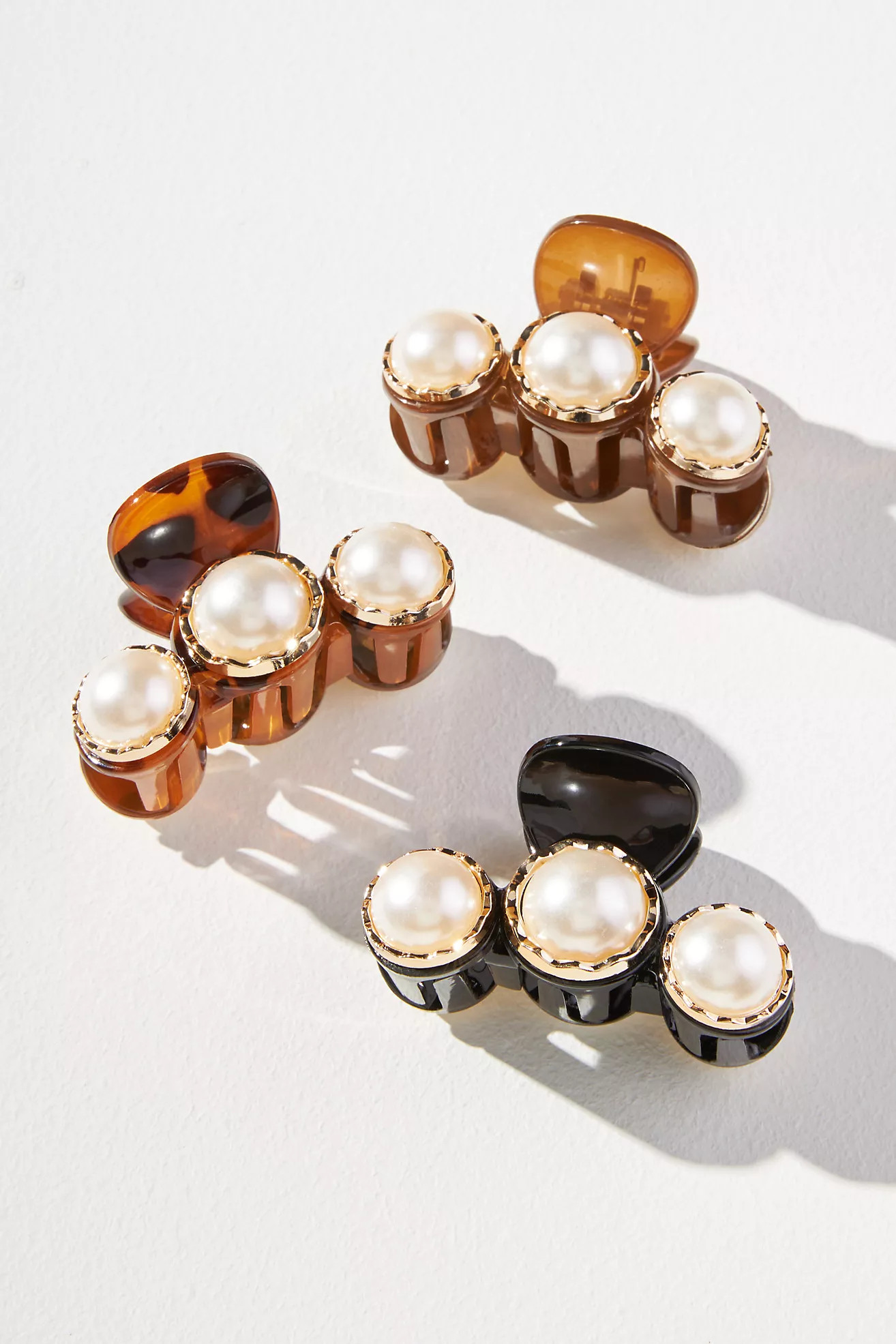 Small Pearl Hair Claw Clips, Set of 3 | Anthropologie (US)