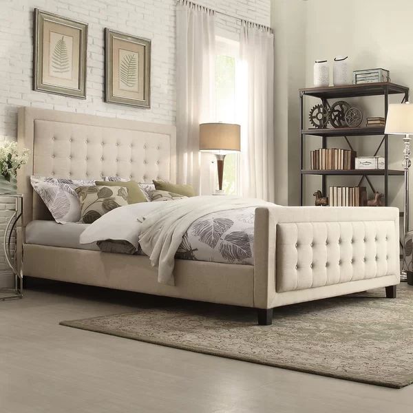 Isolde Grid-tufted Upholstered Panel Bed with Footboard | Wayfair North America