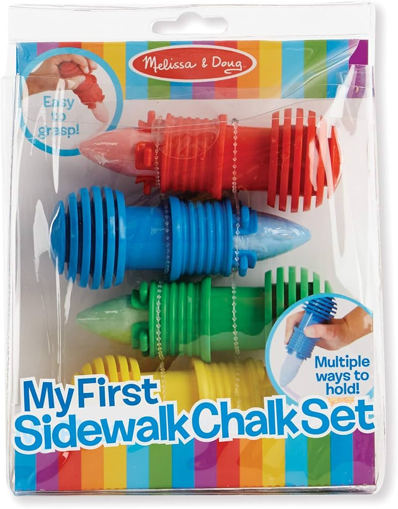 Melissa & Doug My First Sidewalk Chalk Set With Holders - 4 Chalk Sticks and 4 Holders | Amazon (US)