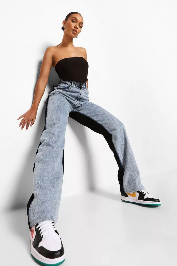 Colour Block Acid Wash Boyfriend Jeans | Boohoo.com (UK & IE)