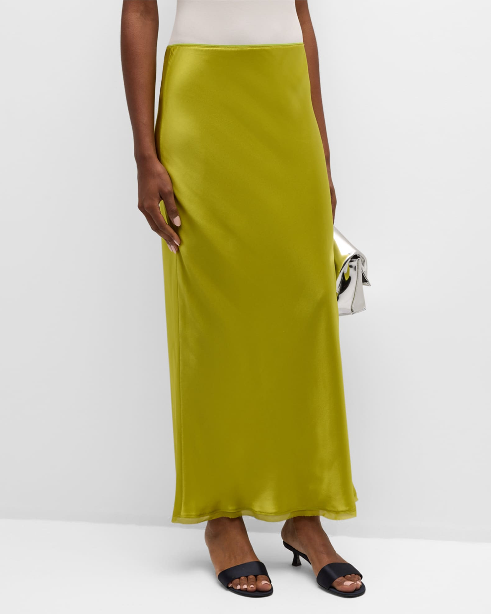 Bias-Cut Silk Midi Skirt | Neiman Marcus