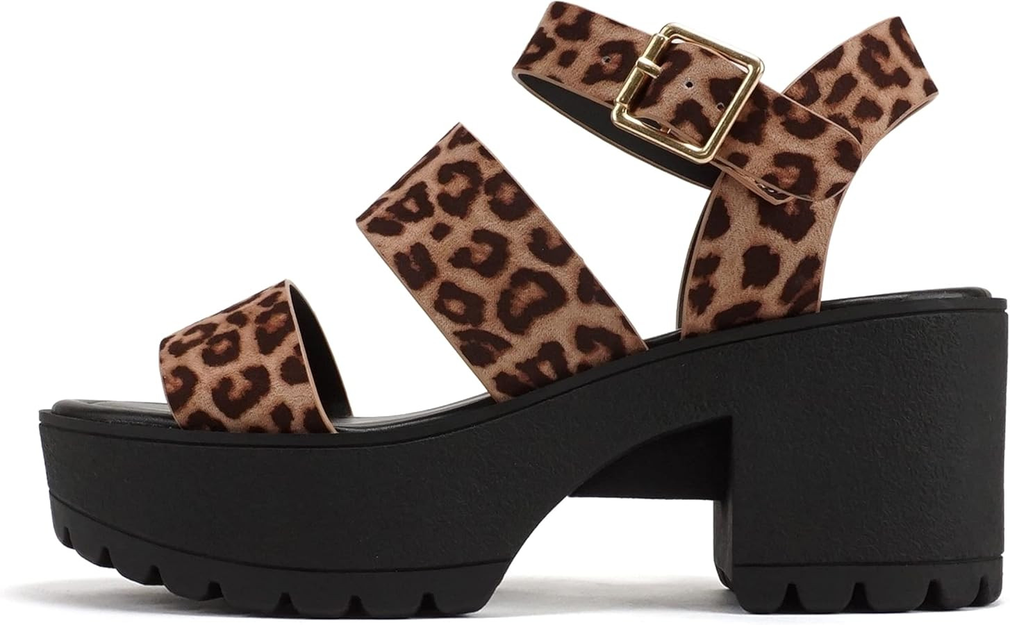 Soda ACCOUNT ~ Women Open Toe Two Bands Lug sole Fashion Block Heel Sandals with Adjustable Ankle... | Amazon (US)