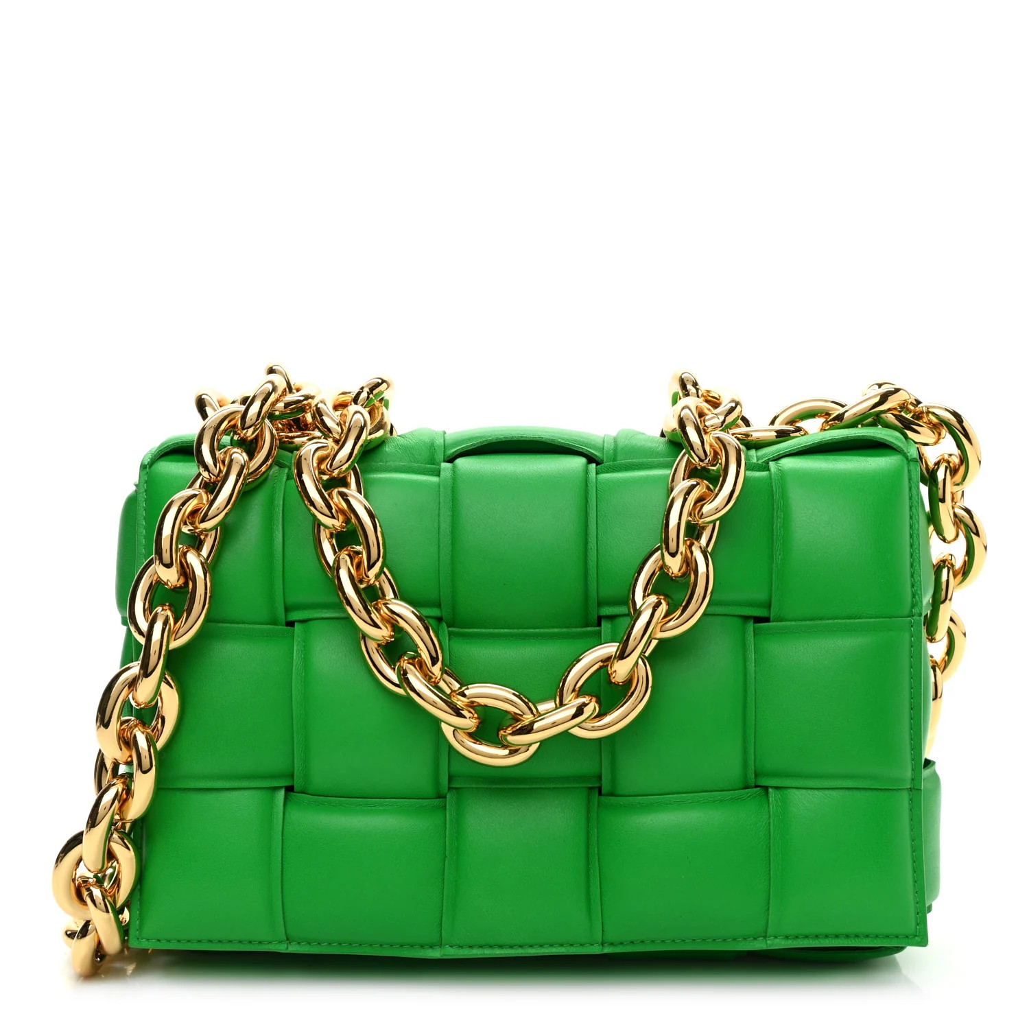 Lambskin Maxi Intreccio Padded Chain Cassette Crossbody Bag Parakeet | FASHIONPHILE (US)