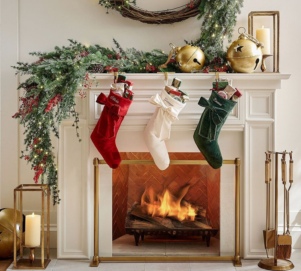 Classic Velvet Bow Stockings | Pottery Barn UK