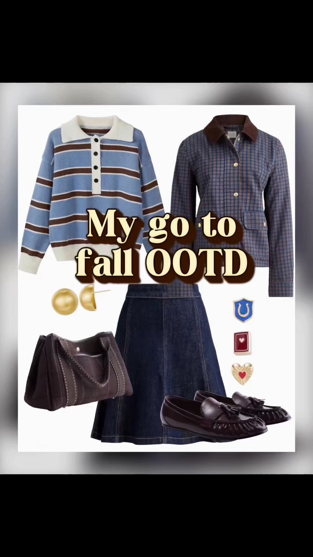 Preppy Fall Outfit: J.Crew Factory + Amazon Finds 🤎💙

I own this entire outfit and absolutely love how all the pieces come together! 🤎💙 The classic denim skirt paired with the striped collared sweater and plaid field jacket gives major timeless, preppy fall vibes. Add the chocolate brown loafers, structured tote and gold jewelry for the perfect finishing touches. 🍂✨

I love that every piece can also be styled separately, making this such a versatile fall wardrobe lineup. This is the kind of classic, polished outfit I’ll be reaching for all season long! 👜🤎

Preppy fall outfit, fall transition outfit, classic American style, J.Crew Factory finds, Amazon fashion finds, denim skirt outfit, striped sweater, plaid jacket, brown loafers, preppy style for women, timeless fall fashion, women over 40 fashion.

#LTKSeasonal #LTKOver40 #LTKootd