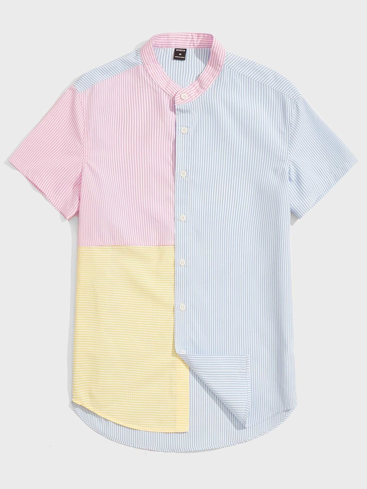 SHEIN Men Striped Colorblock Shirt | SHEIN