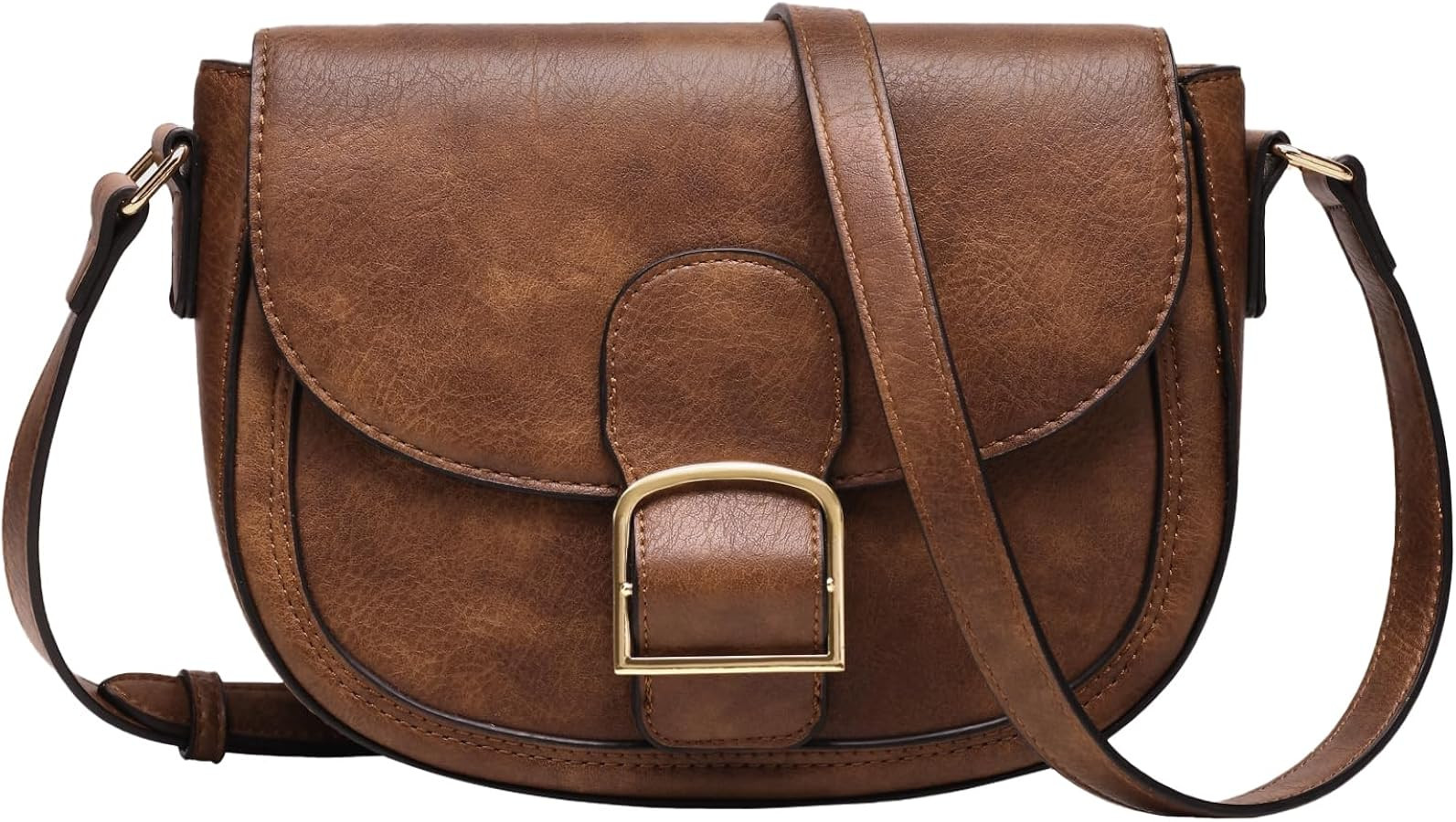 Kasqo Crossbody Bag for Women,Vegan Leather Fashion Small Shoulder Bag Ladies Handbag Saddle Purs... | Amazon (US)