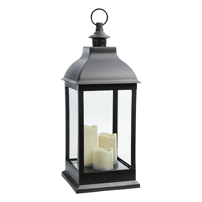 Black LED Candle Lantern, 25" | At Home
