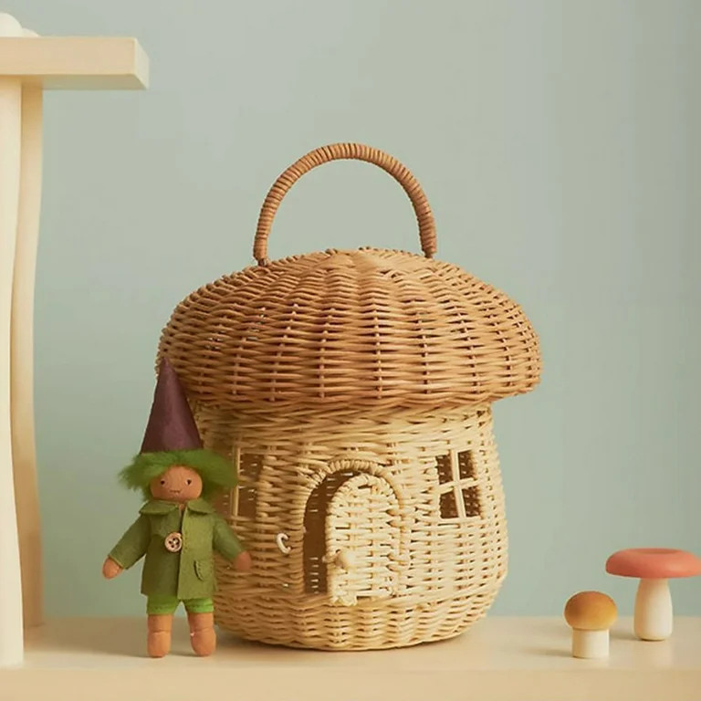 TENEBRALUX Handmade Wicker Mushroom-Shaped Storage Basket for Outdoor, Kids, Decor, Photography P... | Walmart (US)