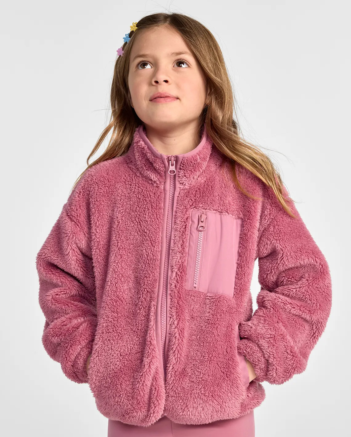 Girls Sherpa Zip Up Jacket - pink | The Children's Place