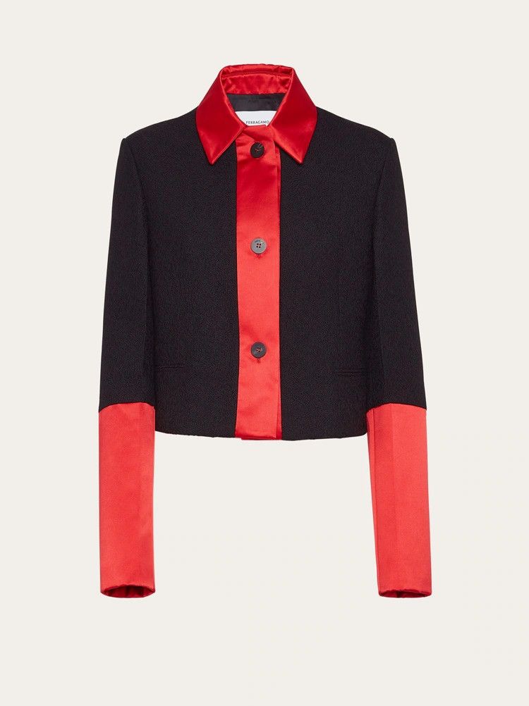 Short jacket with satin inserts | Ferragamo (US)