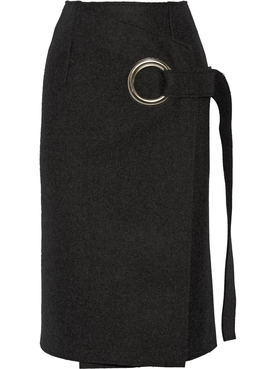 Wool-felt wrap skirt, Dark Gray, Women's, Size: 36 | NET-A-PORTER (UK & EU)