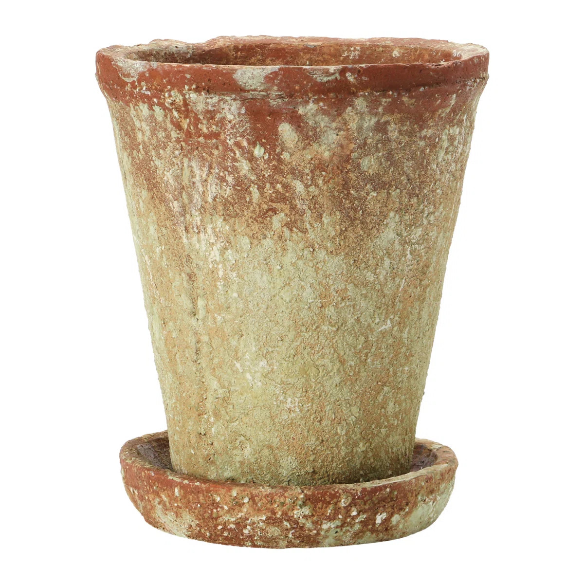 Hillengas Round Cement Planter with Saucer and Distressed Finish | Wayfair North America