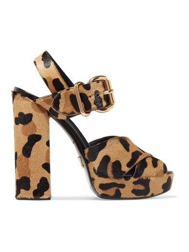 Prada - Leopard-print Calf Hair Platform Sandals - Leopard print | NET-A-PORTER (UK & EU)