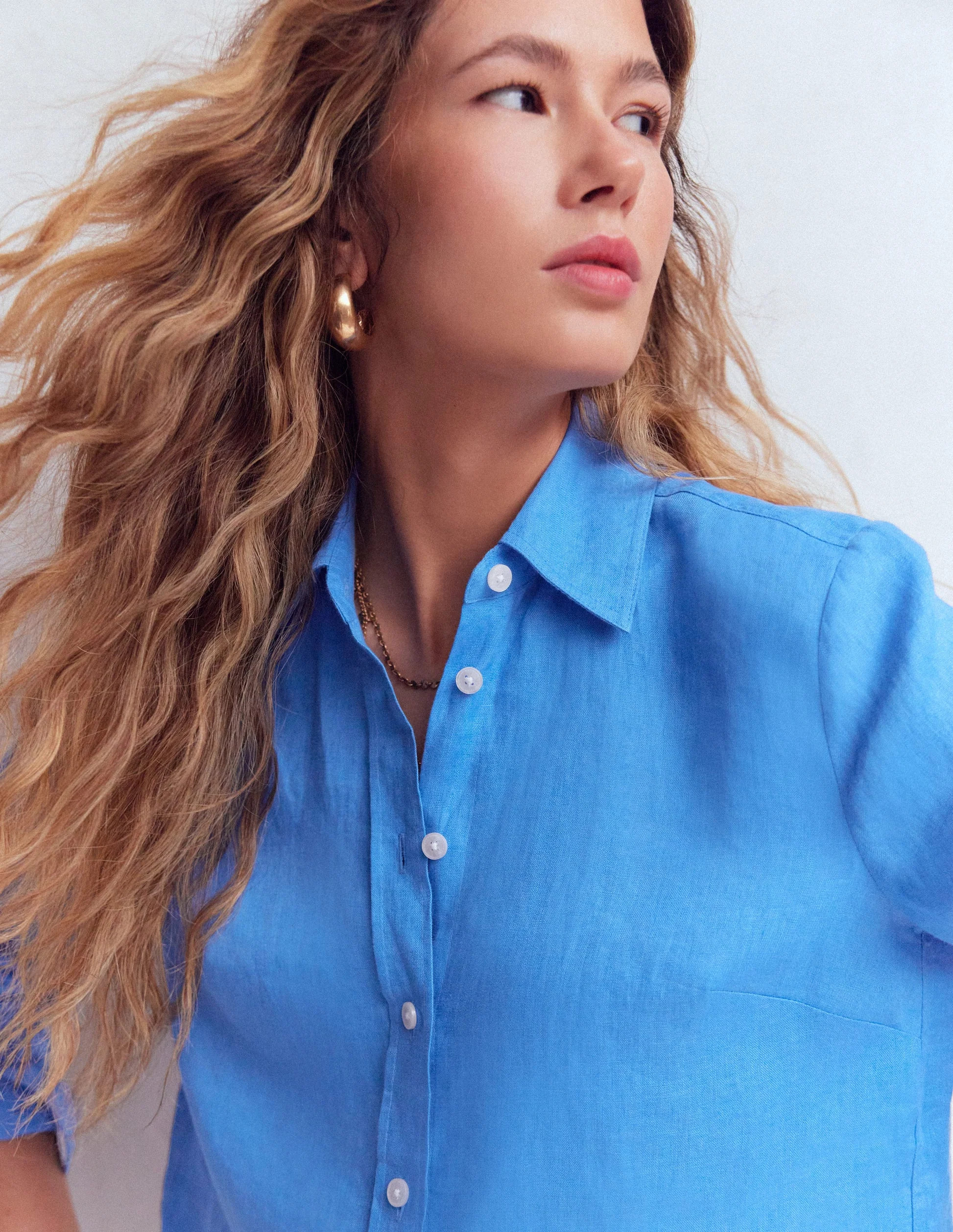 Sienna Linen Shirt-Regatta Blue | Boden (US)