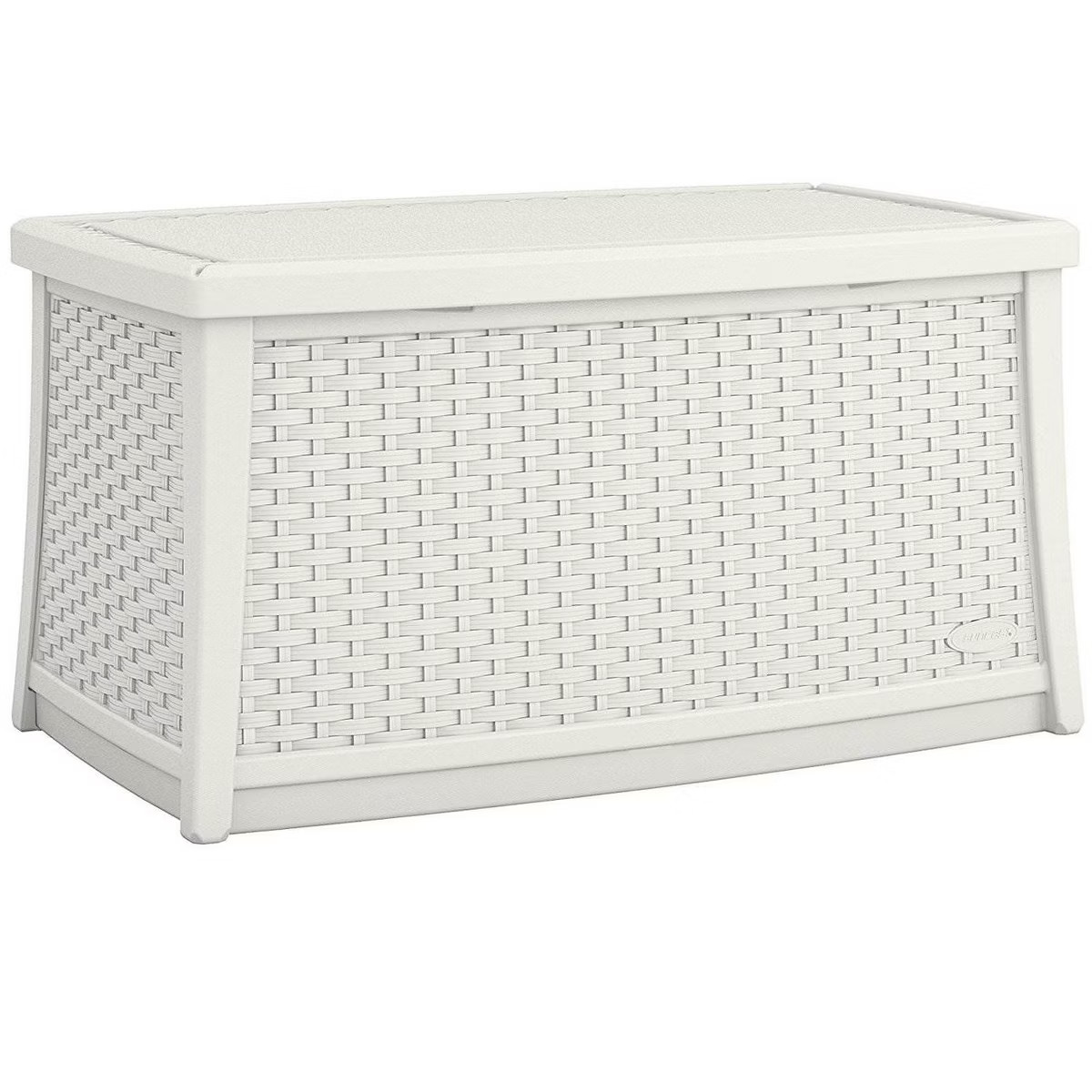 Suncast Elements 30 Gallon Outdoor Deck Patio Resin Wicker Coffee Table, White | Target