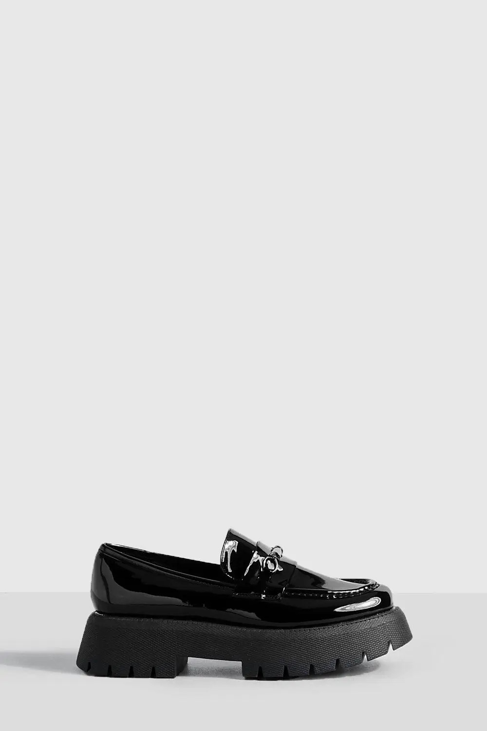 Wide Fit Platform Chunky Sole T Bar Loafers | Boohoo.com (UK & IE)