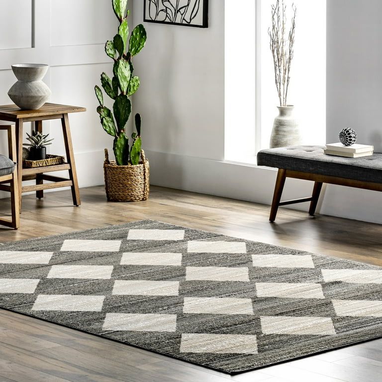 nuLOOM Gianna Contemporary Geometric Checker Tile Area Rug, 5' x 8', Gray | Walmart (US)