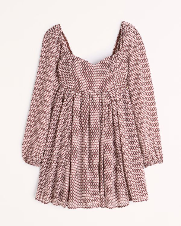 Long-Sleeve Babydoll Mini Dress | Abercrombie & Fitch (US)