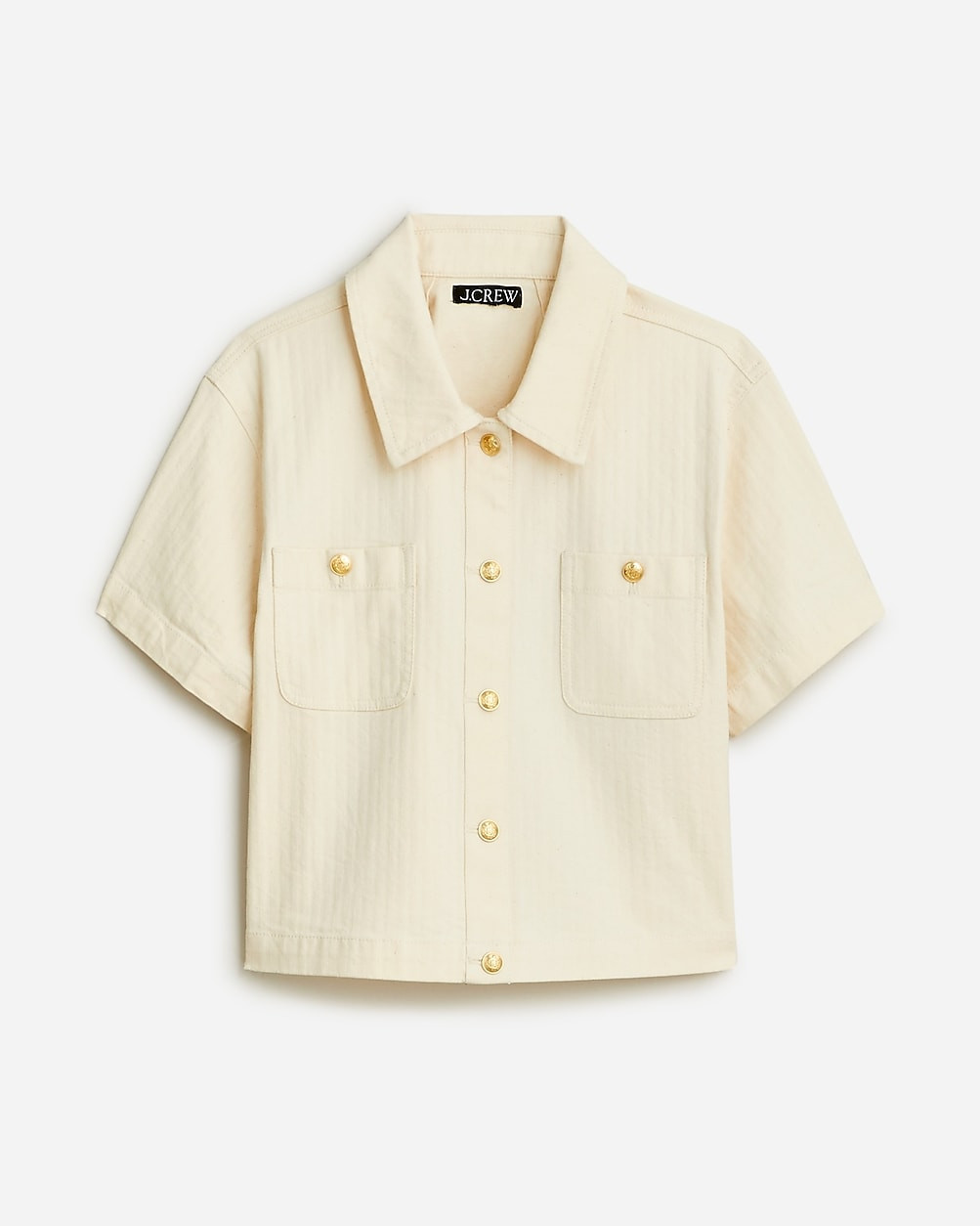 Pre-order Denim button-up top in ecru | J. Crew US