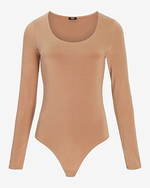 Body Contour Scoop Neck Double Layer Thong Bodysuit | Express