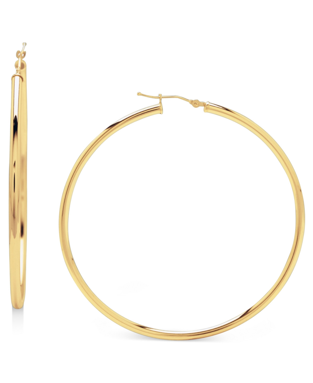 14k Gold Earrings, Large Polished Hoop, 2-1/4 inches | Macy's