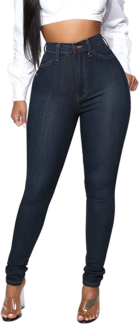 KUNMI Womens Classic High Waisted Skinny Stretch Butt Lifting Jeans Slim Fit Denim Pants | Amazon (US)
