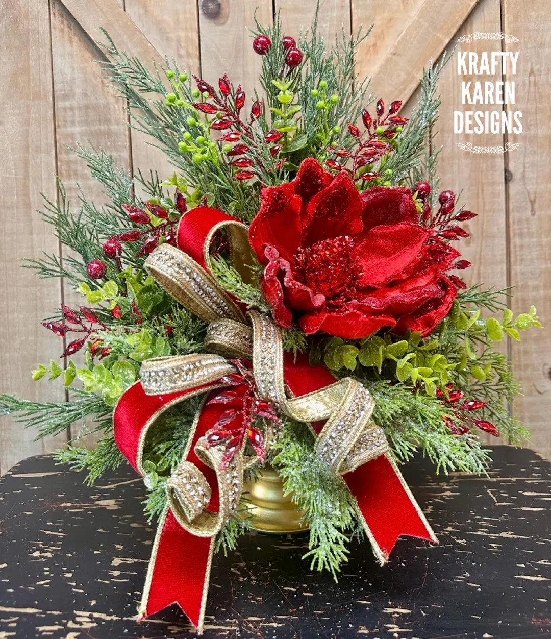 Red Jeweled Magnolia Christmas Centerpiece, Holiday Centerpeice, Winter Centerpiece, Mantel Decor... | Etsy (US)