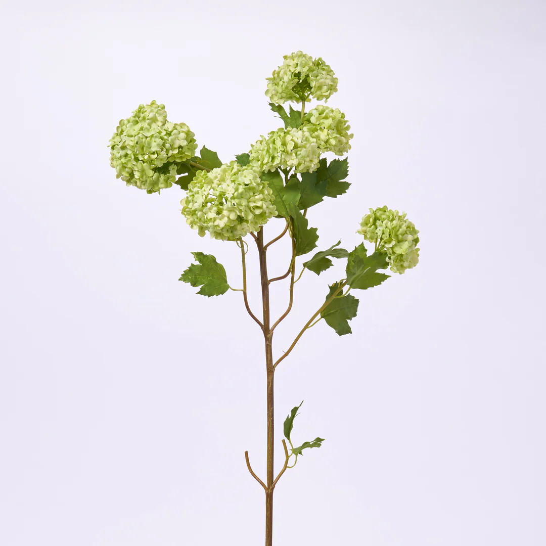 Lime Green Snowball Hydrangea Branch Long Stem Faux Floral Spray  - 43" | Darby Creek Trading