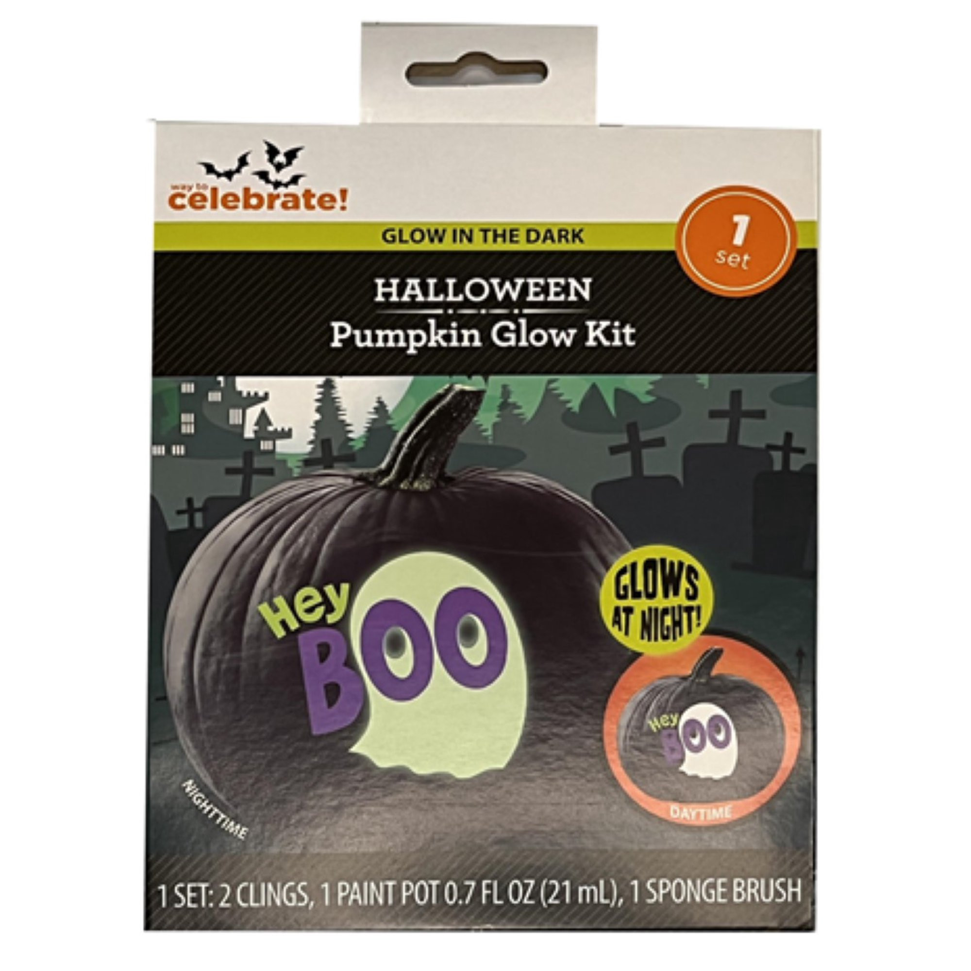 Halloween Pumpkin Glow Kit, Hey Boo, 5.5 in x 7 in, Kids, by Way to Celebrate | Walmart (US)
