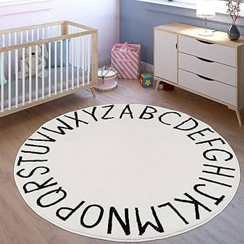 HEBE 4ft Round Kids Play Rug ABC Alphabet Nursery Rug for Bedroom Playroom Non Slip Fun Education... | Amazon (US)
