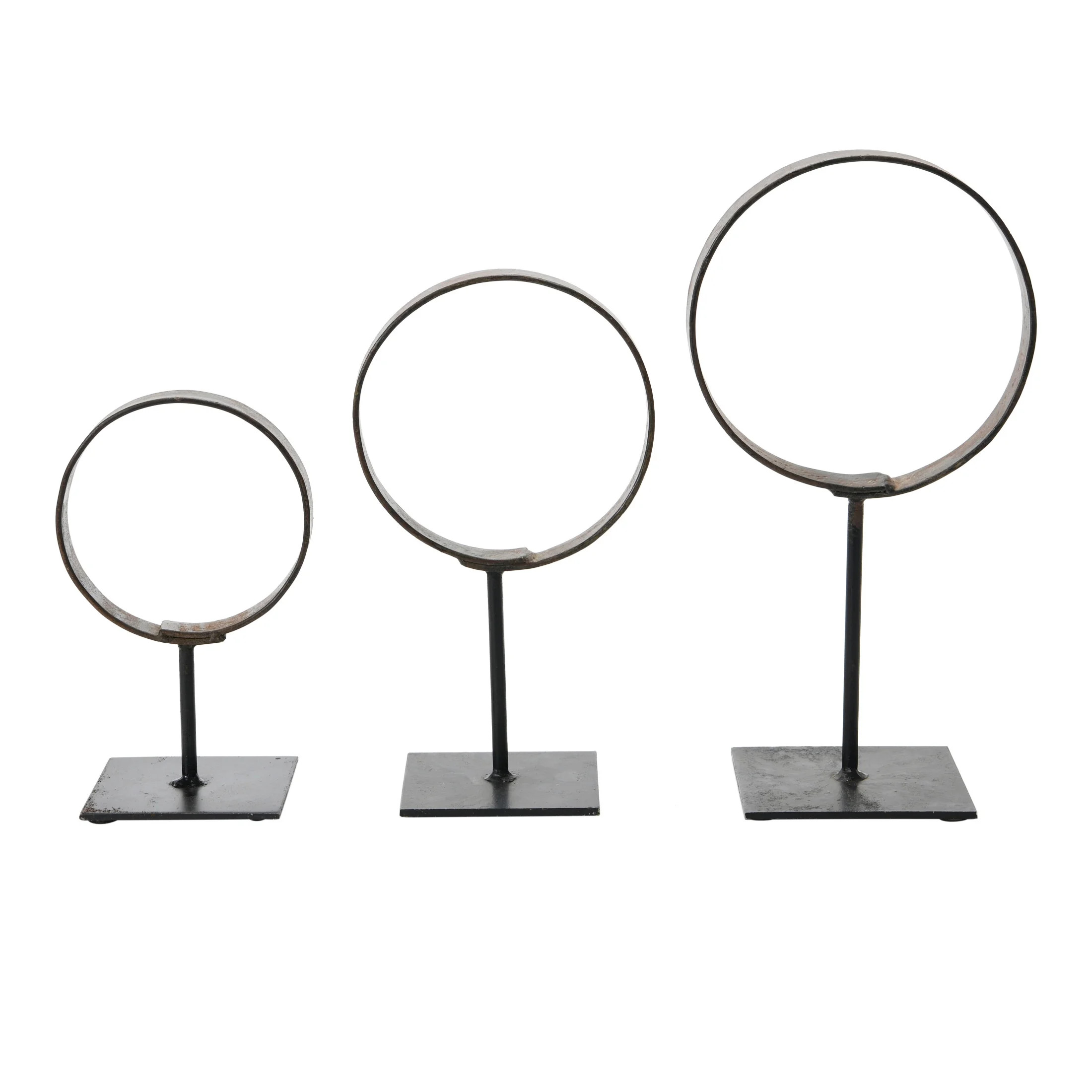 Creative Co-Op Decorative Modern Found Metal Rings on Stands, Set of 3 | Walmart (US)