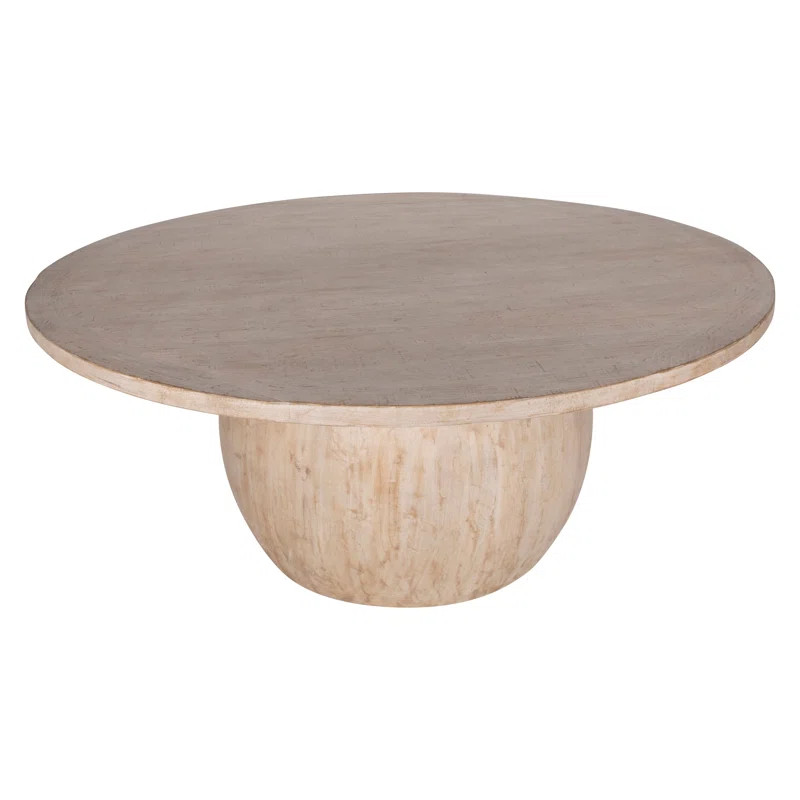 Foundry Select Bloxom 72" Round Reclaimed Pine Modern Dining Table with Ball Pedestal Base | Wayf... | Wayfair North America