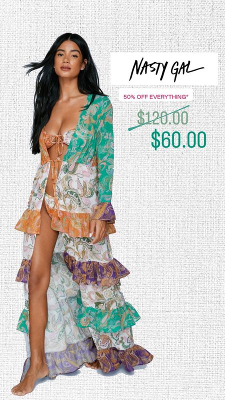 Nasty Gal is 50% off everything *exclusions apply* 

Get this Paisley Spliced Ruffle Tier Coin Trim Maxi Kimono, sizes available still are 6, 8, 10, 12 

#resortwear #ResortwearWomen #Beachwear #Kimono #KimonoBeach #KimonoMaxi #MaxiKimono #ResortVacation #WomenResortWear #BeachCover-up #BeachKimono #PoolCoverupsForWomen #PoolCoverup #PoolCoverups #PoolKimono

#LTKswim #LTKtravel #LTKsalealert