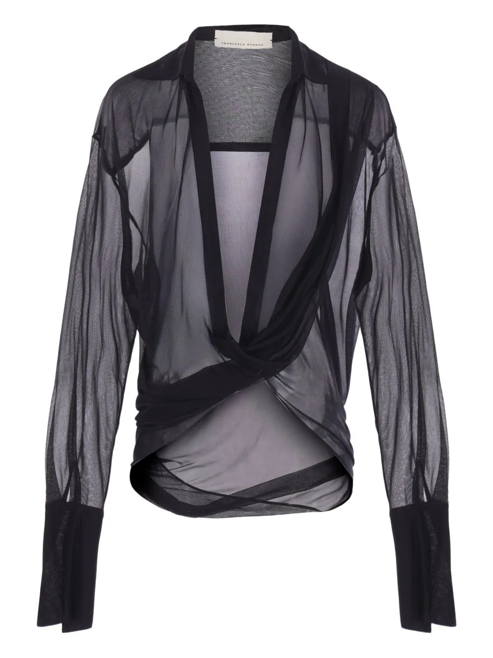 FRANCESCO MURANO semi-sheer blouse - Black | Farfetch Global