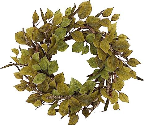 WreathDream 20'' Fall Wreath Autumn Wreath with Birch Leaves,Grains, Willow Leaf for Thanksgiving... | Amazon (US)