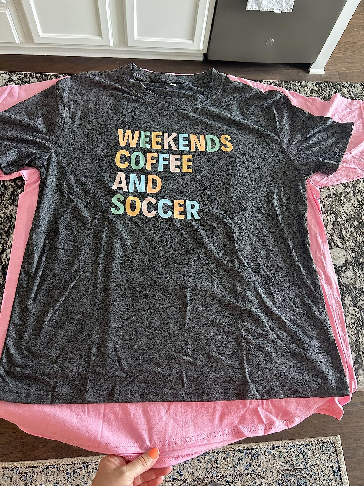 Weekends Coffee and Soccer Mom T-Shirts for Women - Soccer Gift Shirt with Ball Letter Printed Sh... | Amazon (US)