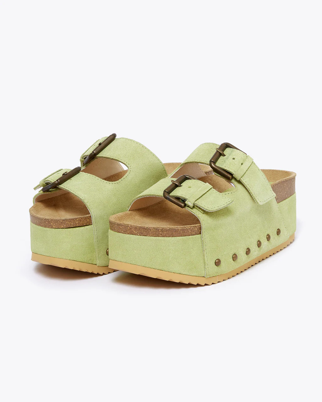 Cooper-2 Suede Platform Slide - Pistachio | ban.do