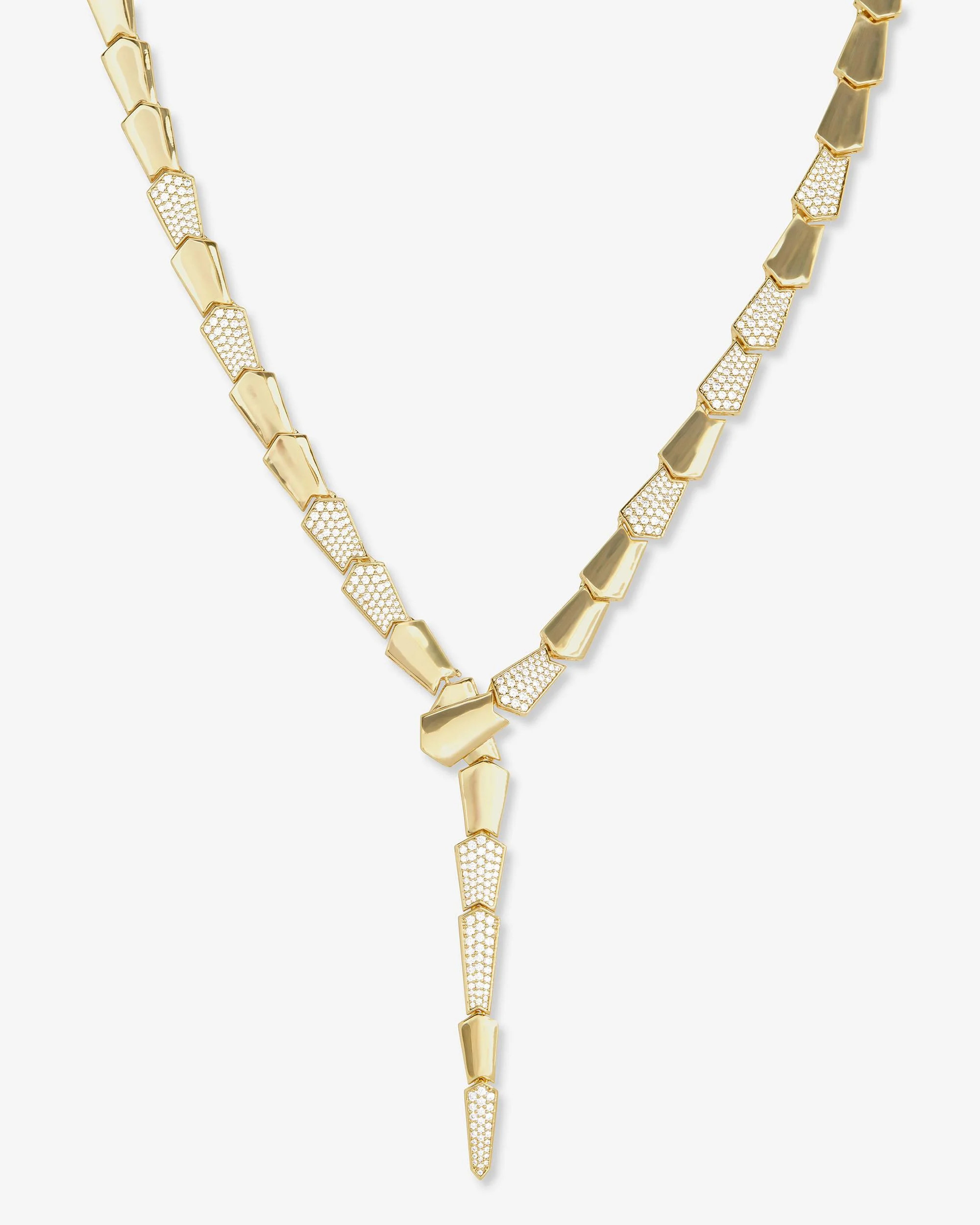 Pavé XL Serpent Lariat - Gold|White Diamondettes | Melinda Maria Jewelry