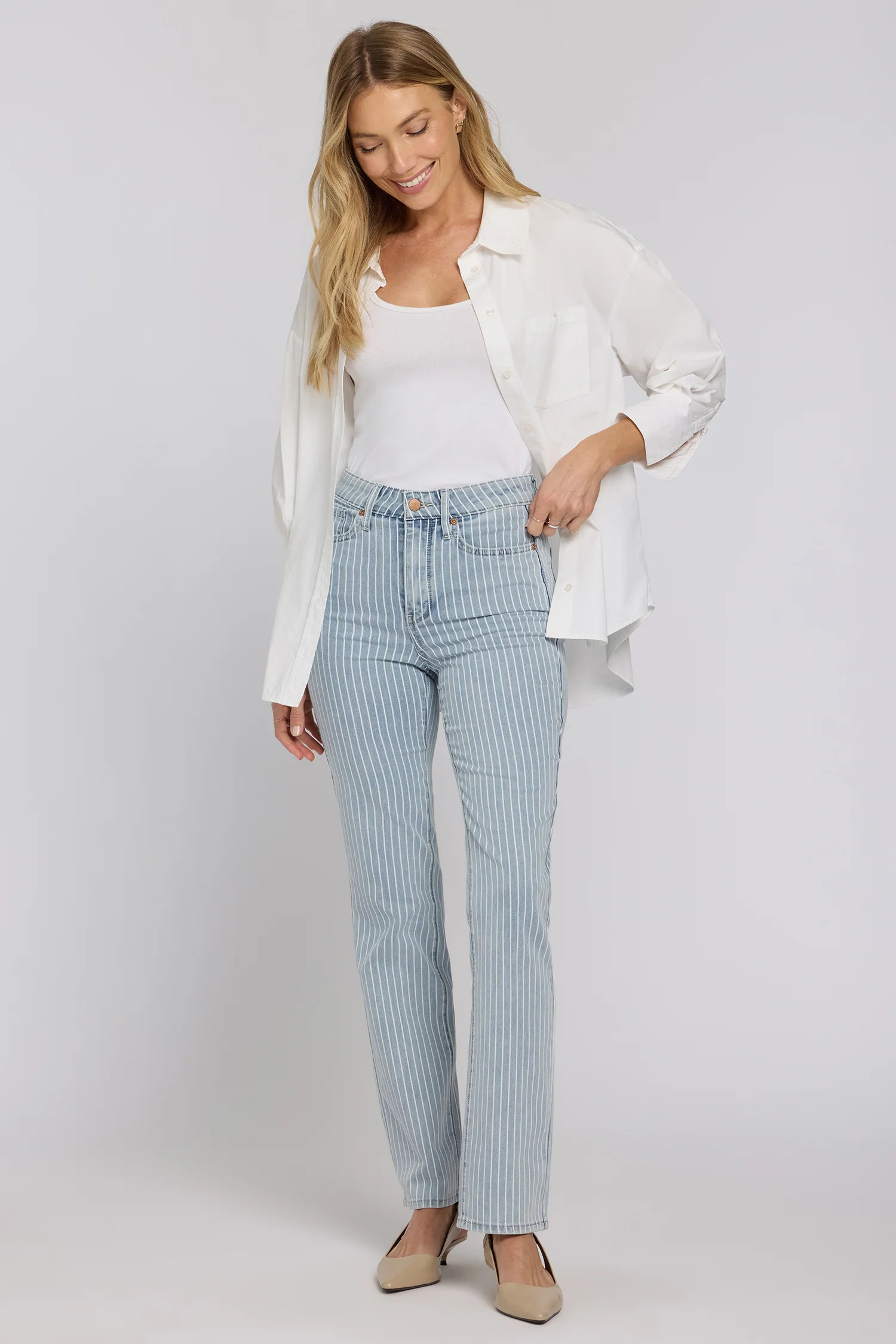 Marilyn Straight Jeans In Petite - Azure Stripe | NYDJ