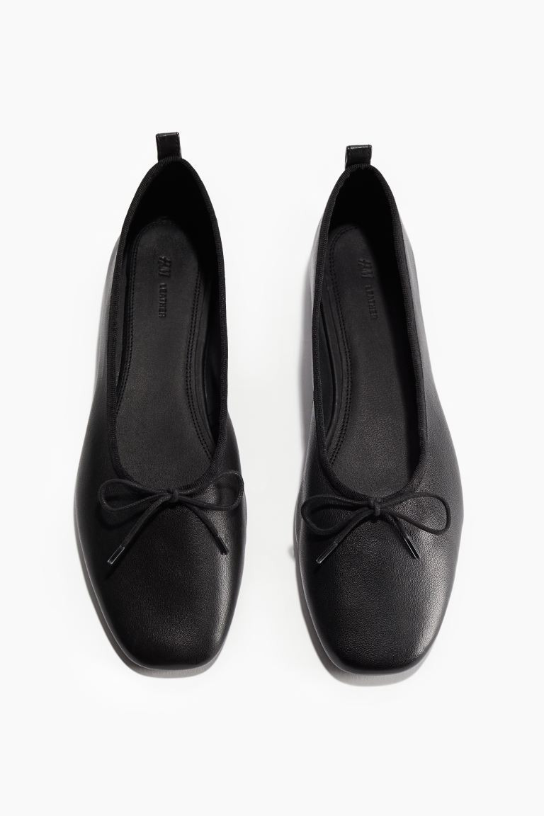 Leather Ballet Flats - No heel - Black - Ladies | H&M US | H&M (US + CA)