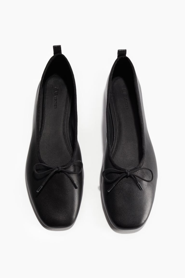 Leather Ballet Flats - Low heel - Black - Ladies | H&M US | H&M (US + CA)