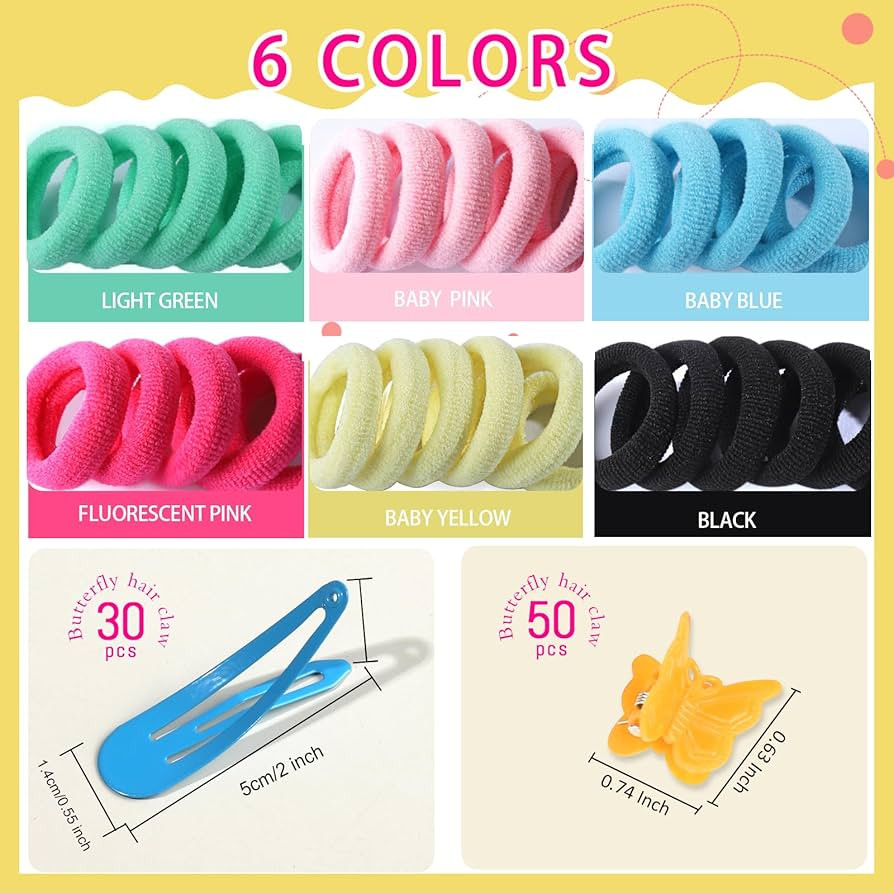 YGDZ Hair Accessories Set: Colorful Rubber Bands, Cotton Hair Ties, Ponytail Holders, Hair Clips ... | Amazon (US)