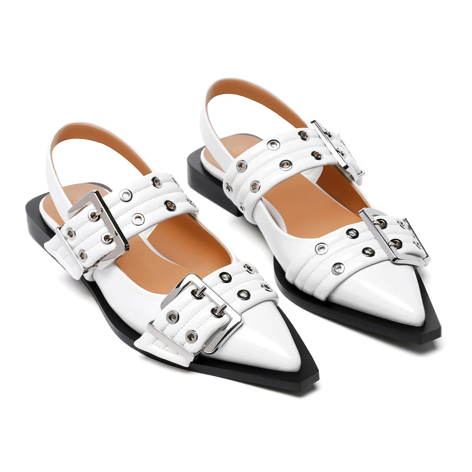 Women Slingback Ballet Flats Pointed Toe Buckle Comfortable Dress Slip-on Flat | Walmart (US)