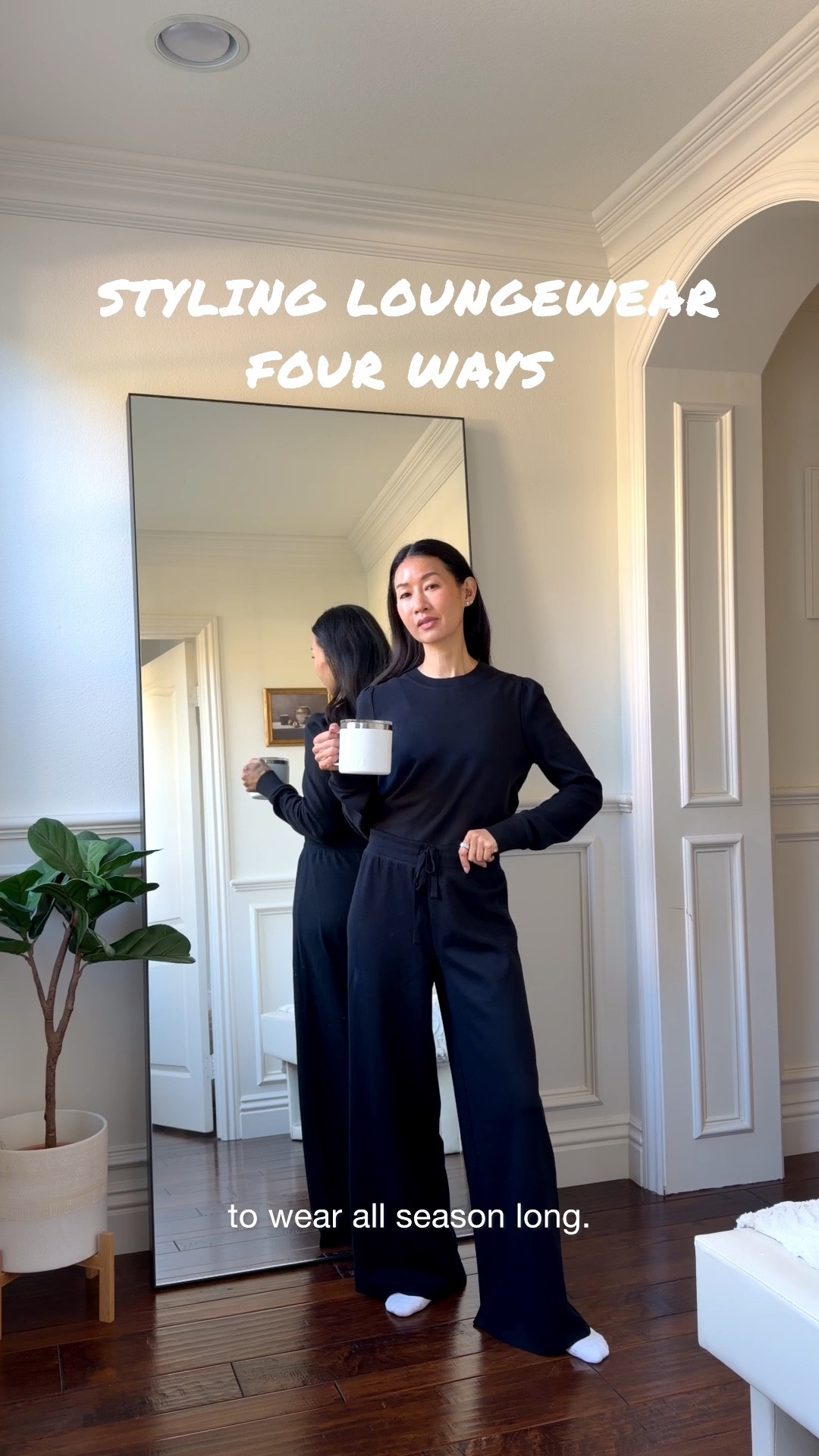 Loungewear that isn’t boring. I’m styling this set 4 ways from casual, to chic, to airport! Love the wide legged pants and cozy top to start as my base layer for outfits.

#LTKOver40 #LTKTravel #LTKootd