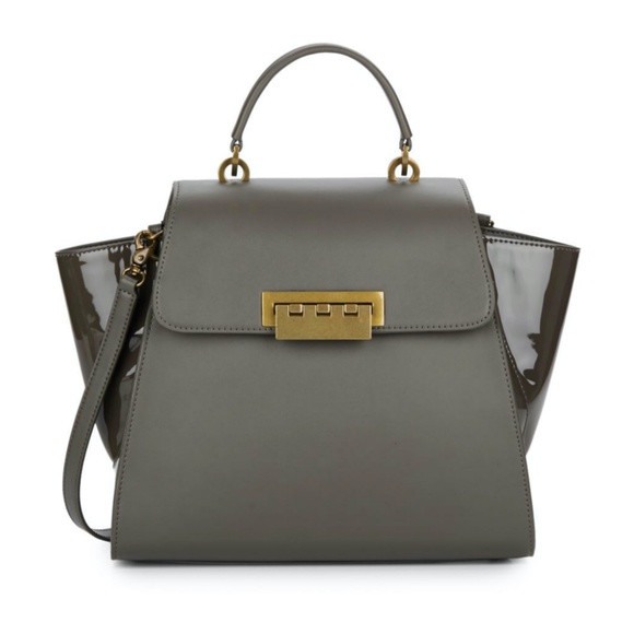 ZAC POSEN Eartha Top Handle Shoulder Crossbody Bag Taupe Gray Leather Handbag | Poshmark