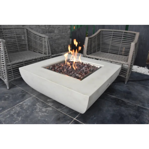 Umbria 14.4'' H x 33.9'' W Concrete Natural Gas Outdoor Fire Pit Table | Wayfair North America