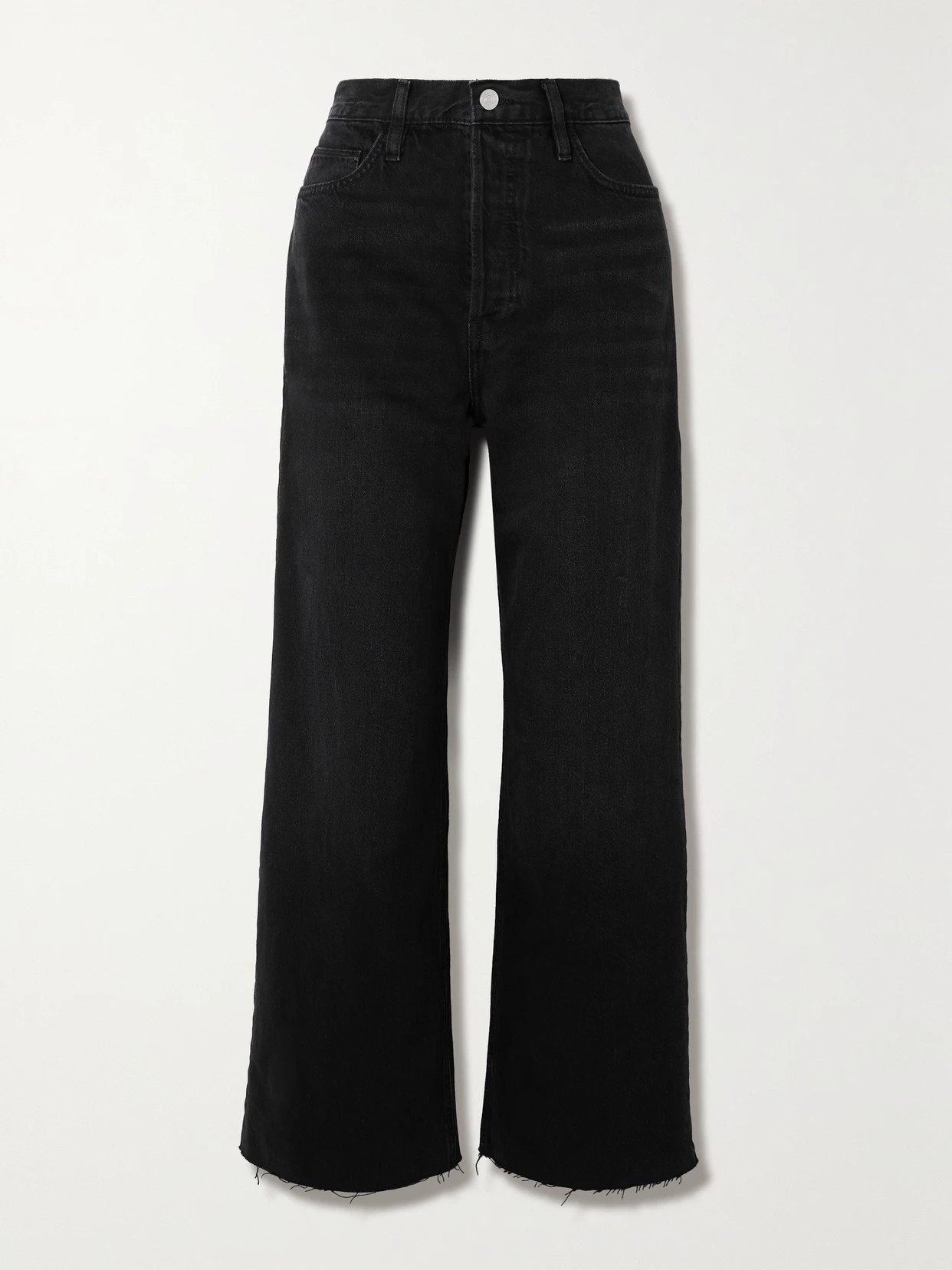 FRAME - Le Low Baggy Frayed High-rise Wide-leg Jeans - Black | NET-A-PORTER (UK & EU)